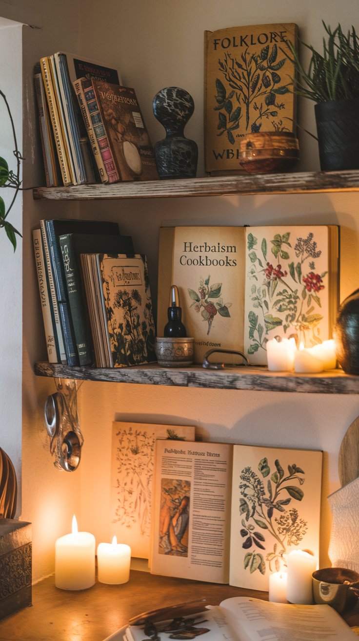 Display Cooking Books with Mystical Flair
