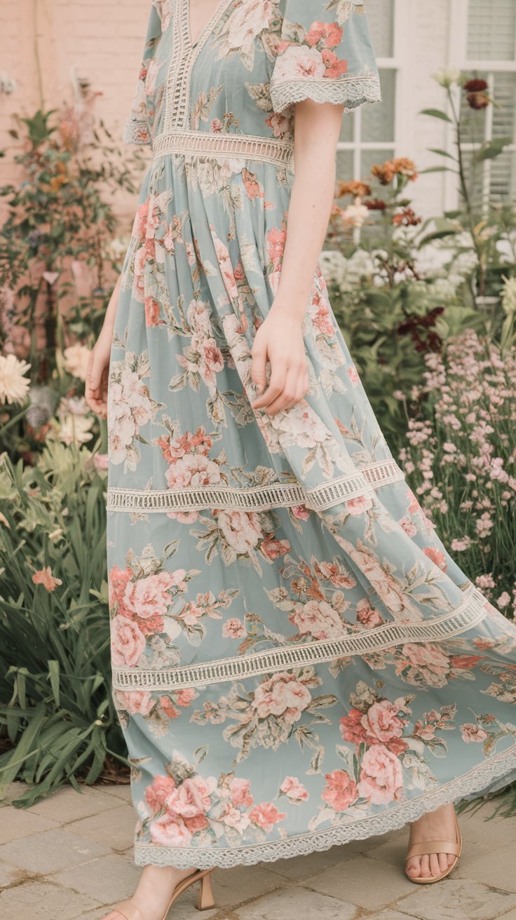 Floral Maxi Dress With Lace Details