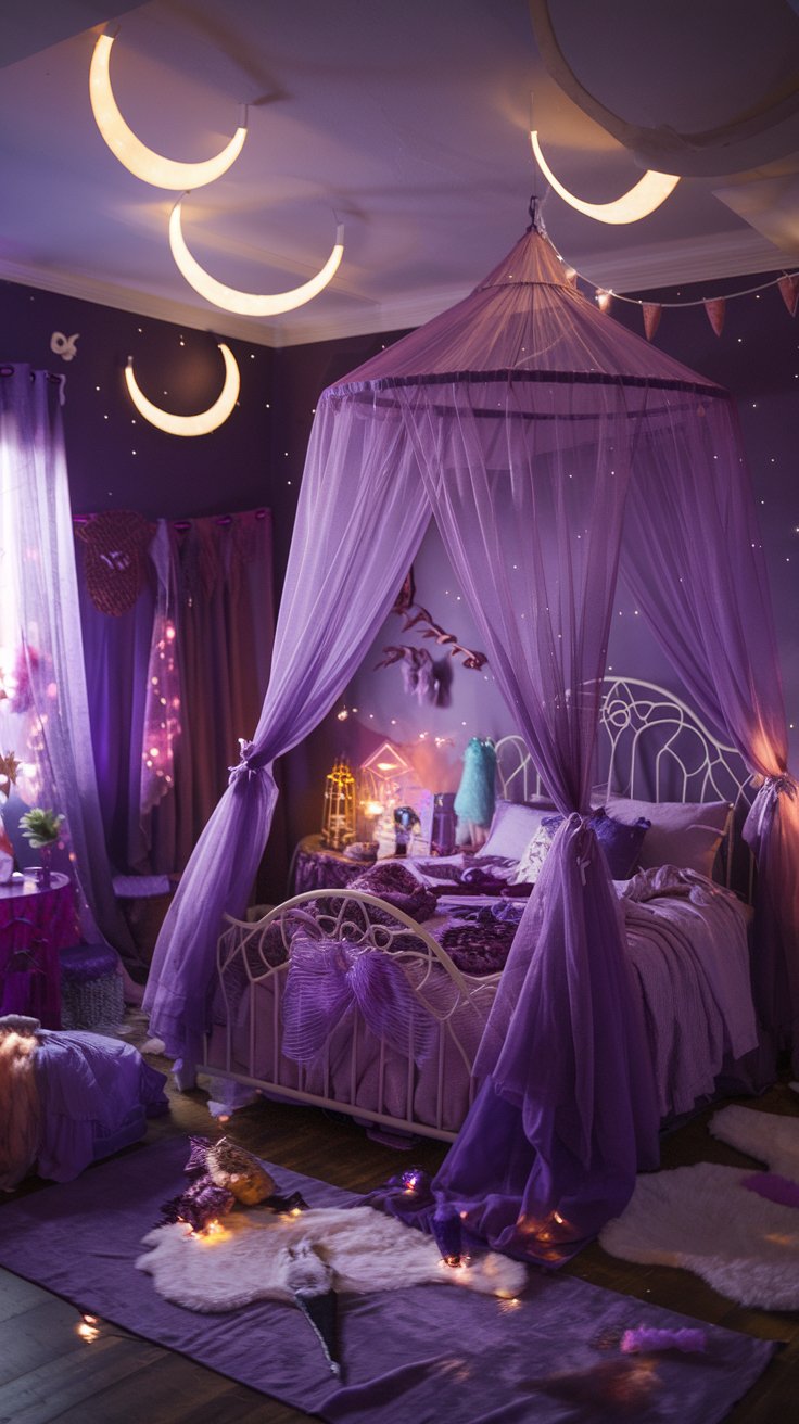 Magical Purple Canopy or Bed Curtains